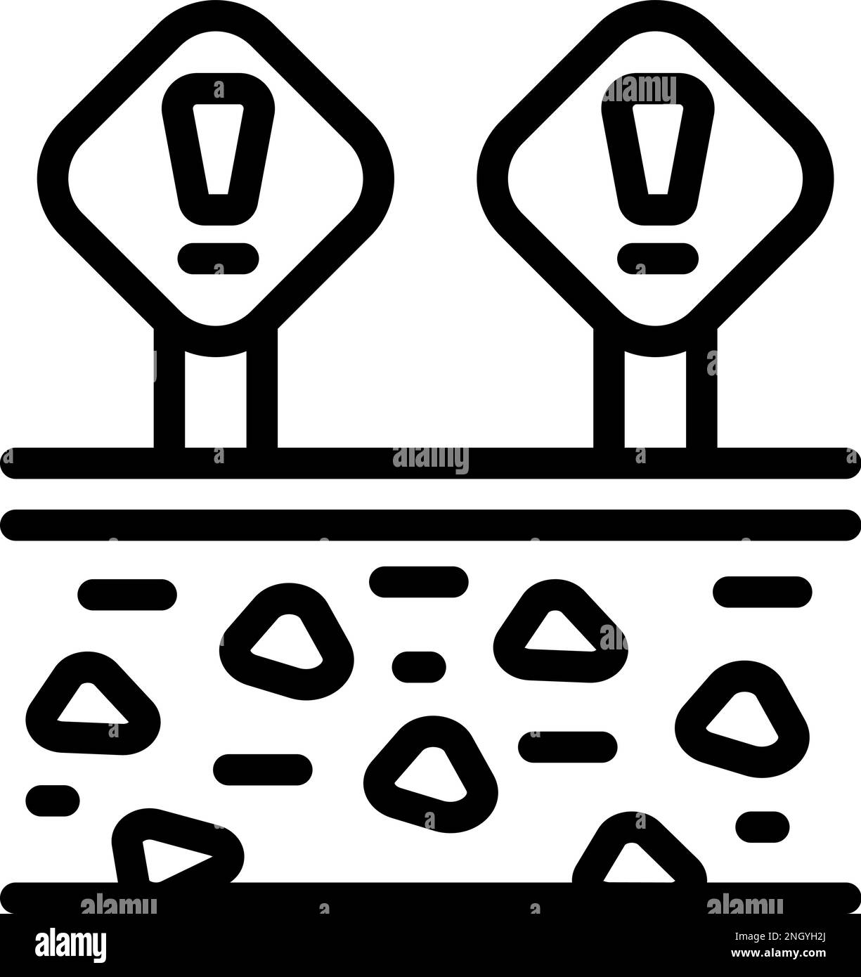 Attention microplastics pollution icon outline vector. Ground food. Sea