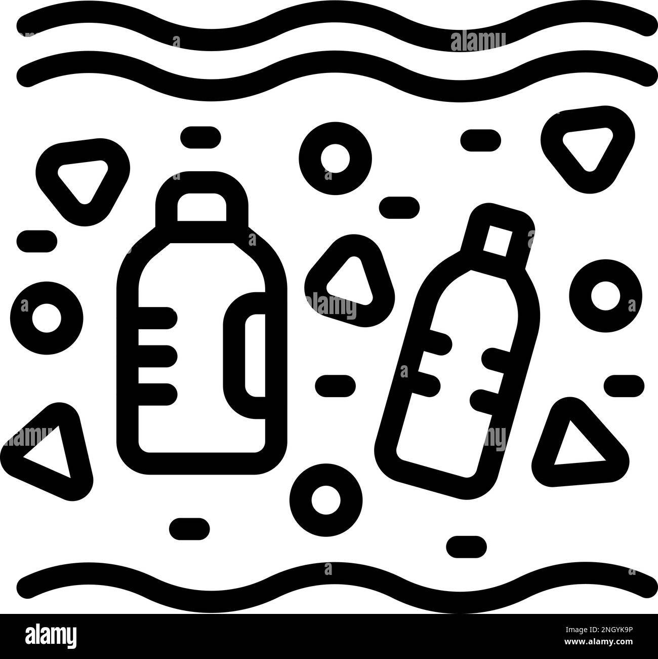 Microplastics pollution icon outline vector. Water ocean. Sea dirty