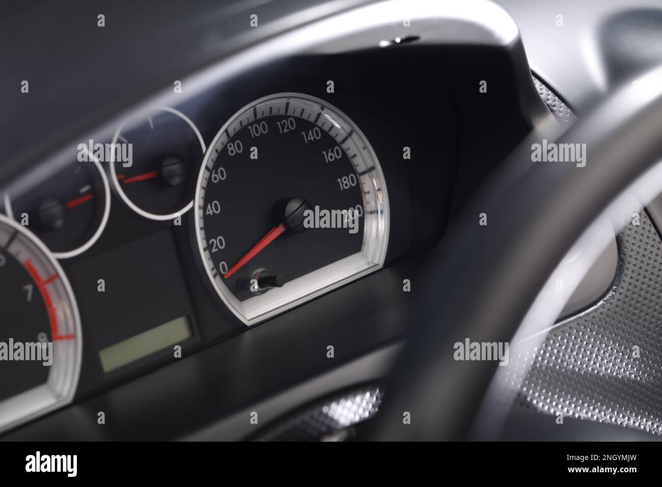 Speedometer and other indicators on car dashboard Stock Photo Alamy