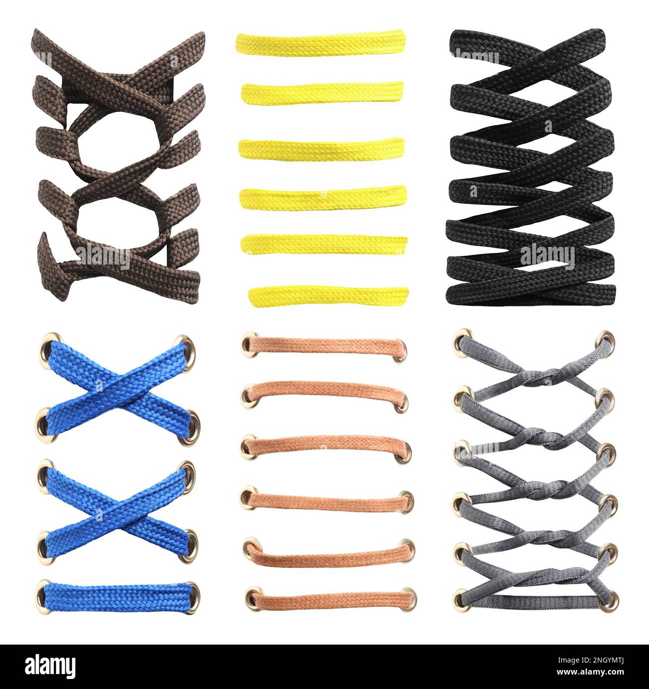 Different color shoe laces on white background, collage Stock Photo - Alamy
