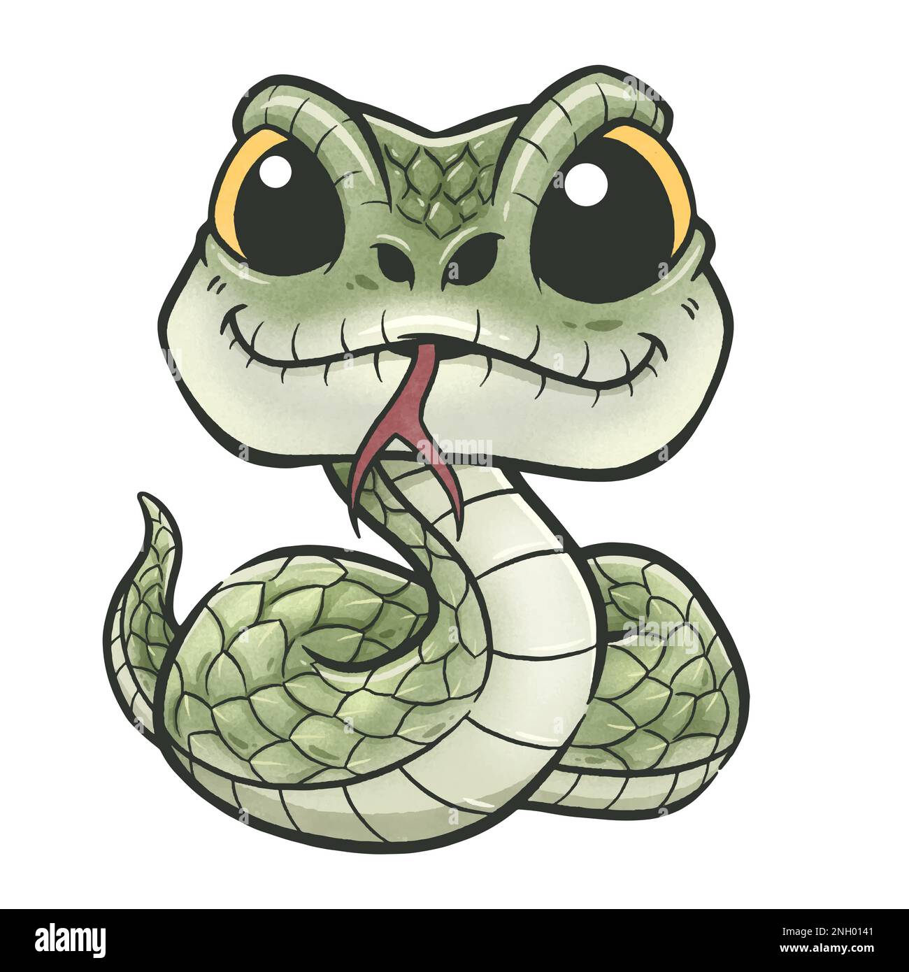 Vector Illustration of Cartoon Green Snake Stock Vector Image & Art - Alamy