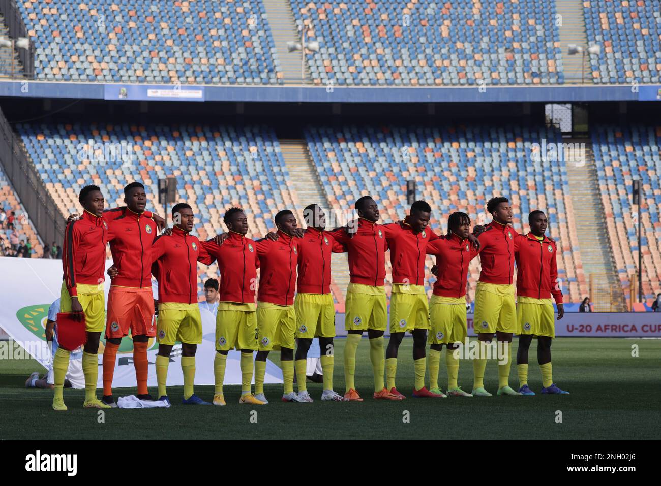 Egypt, Cairo, 19 February 2023 - Team of Mozambique under 20 line up