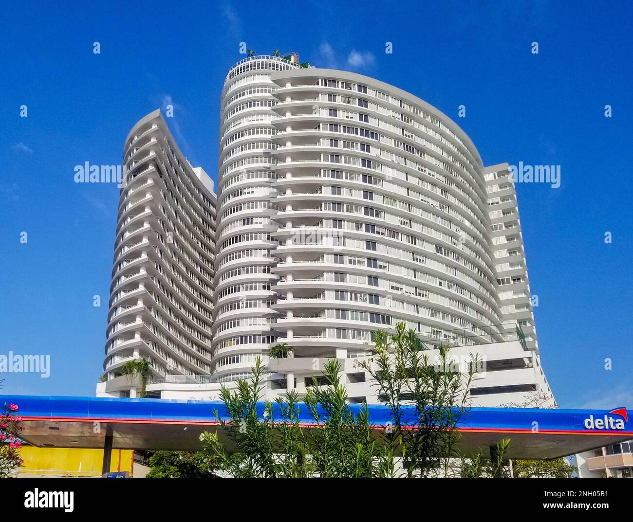 view from below of a modern building with a circular shape Stock Photo ...