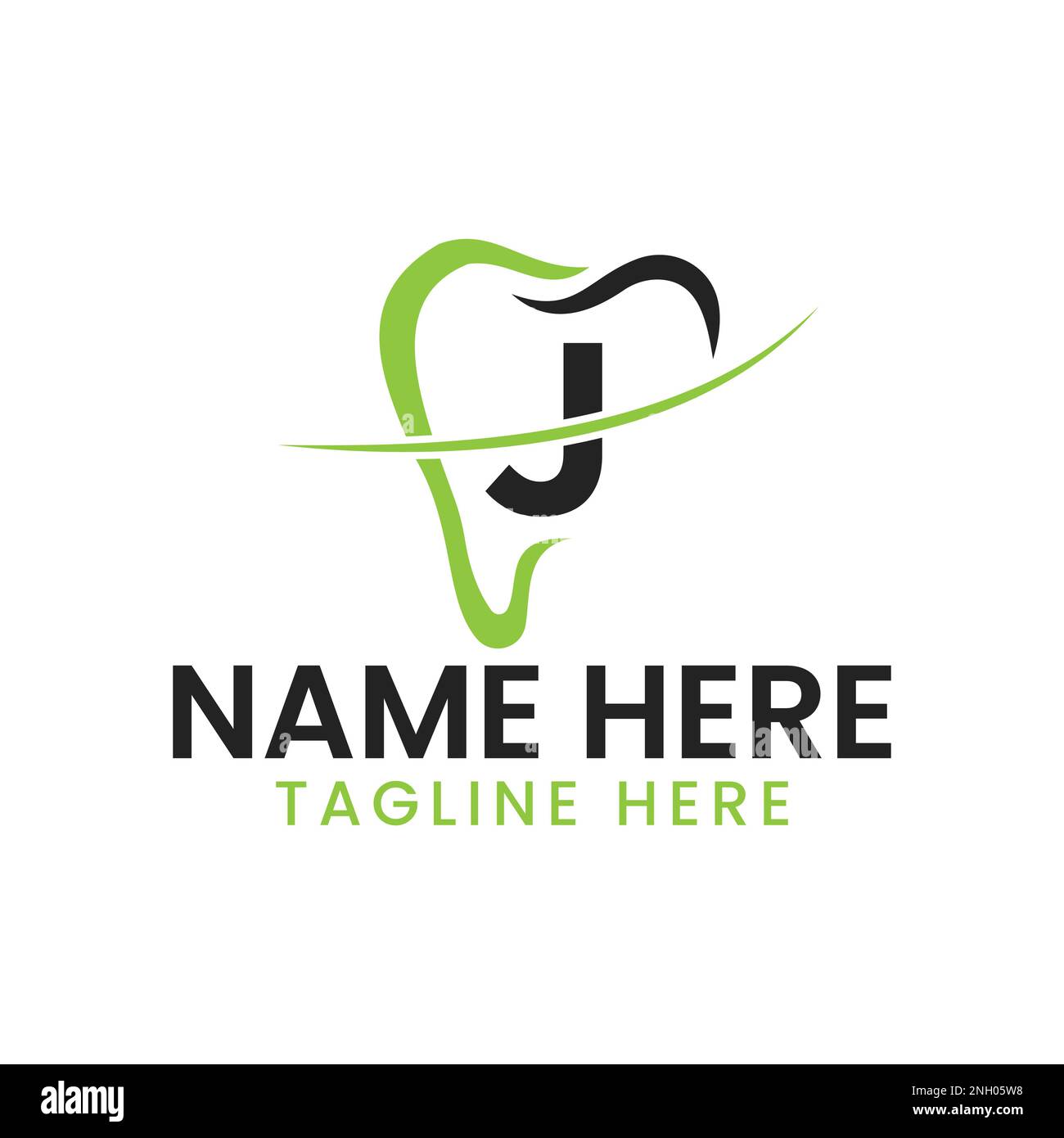 Letter J Dental Logo Concept With Teeth And Smile Icon. Dental Logotype