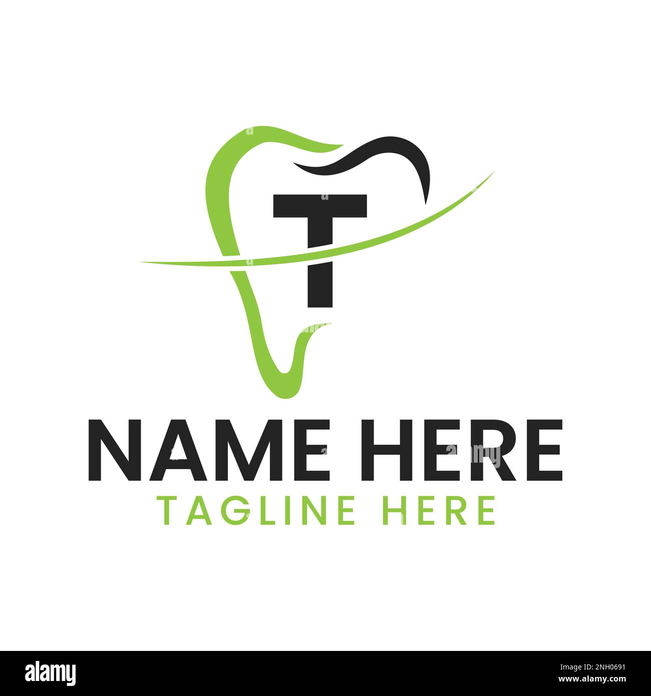 Letter T Dental Logo Concept With Teeth And Smile Icon. Dental Logotype