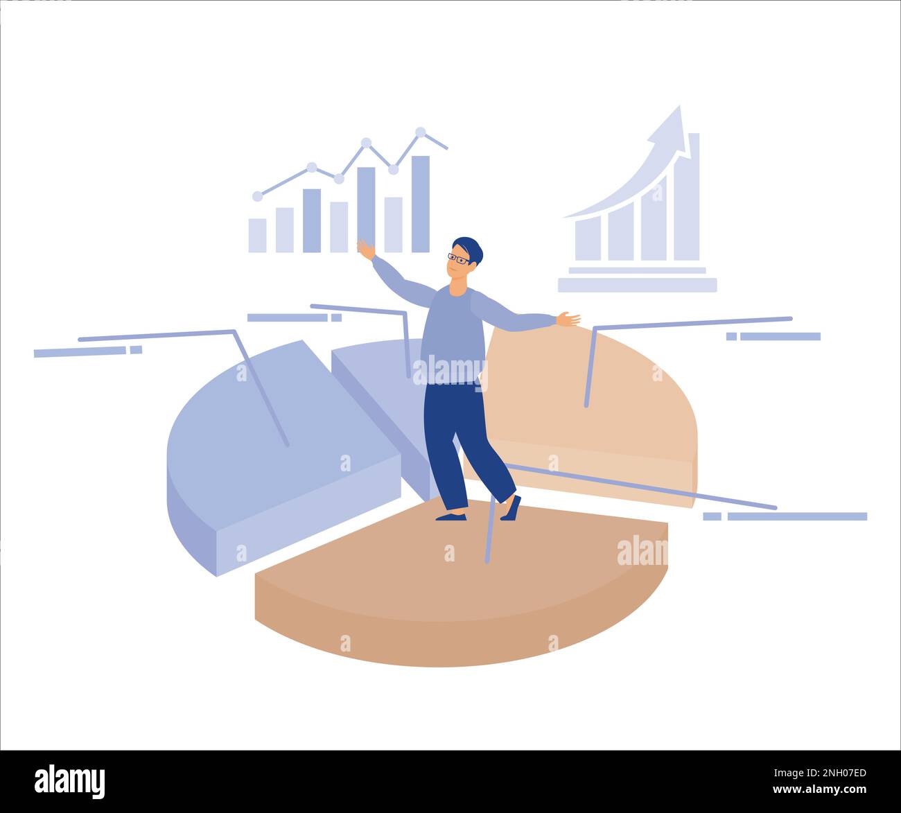 Data driven with analytics research, smart businessman balance and