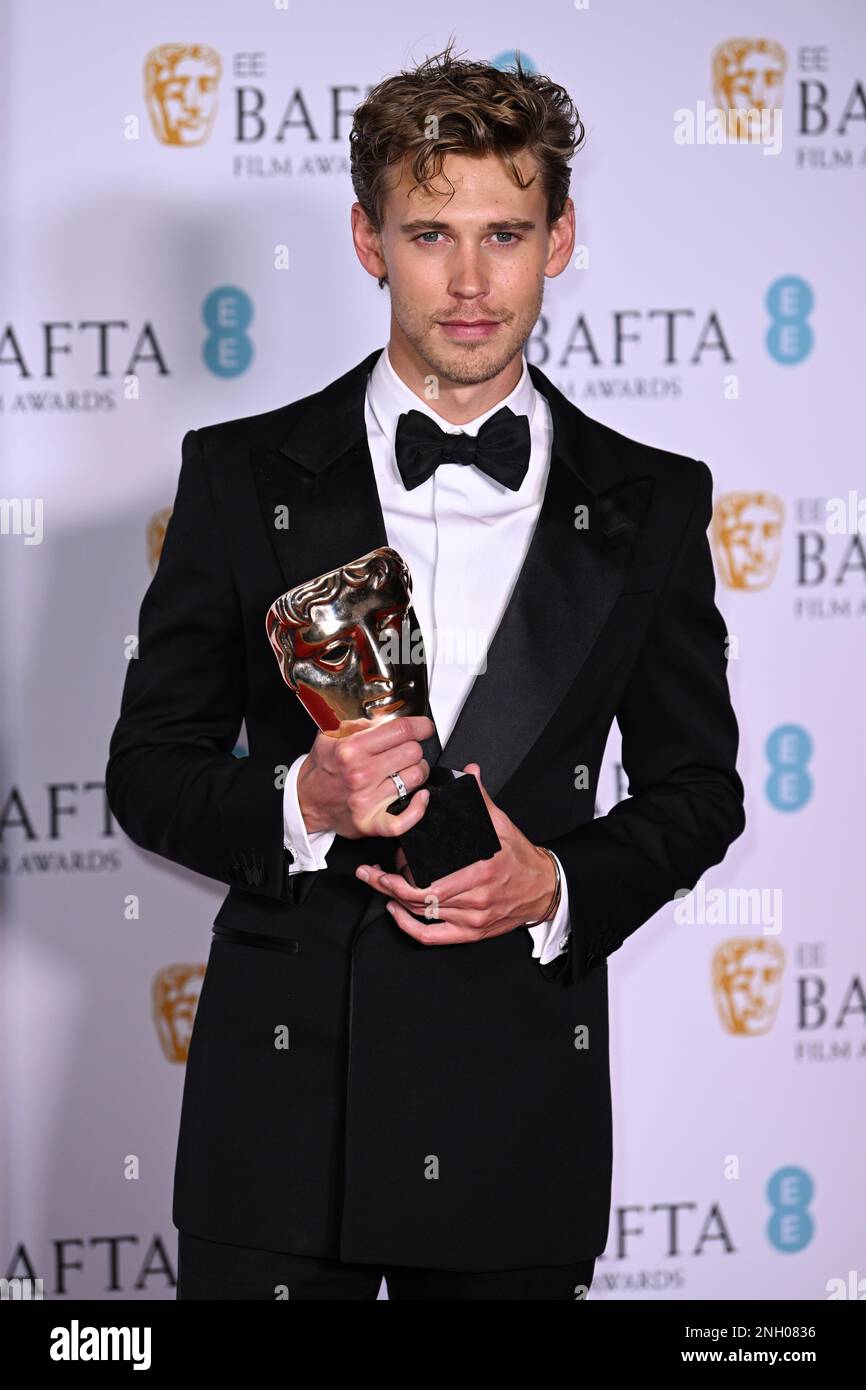 London, UK. 19th Feb, 2023. February 19th, 2023, London, UK. Austin Butler wins Best Actor at the 2023 EE BAFTA Film Awards, Royal Festival Hall, London. Credit: Doug Peters/Alamy Live News Stock Photo