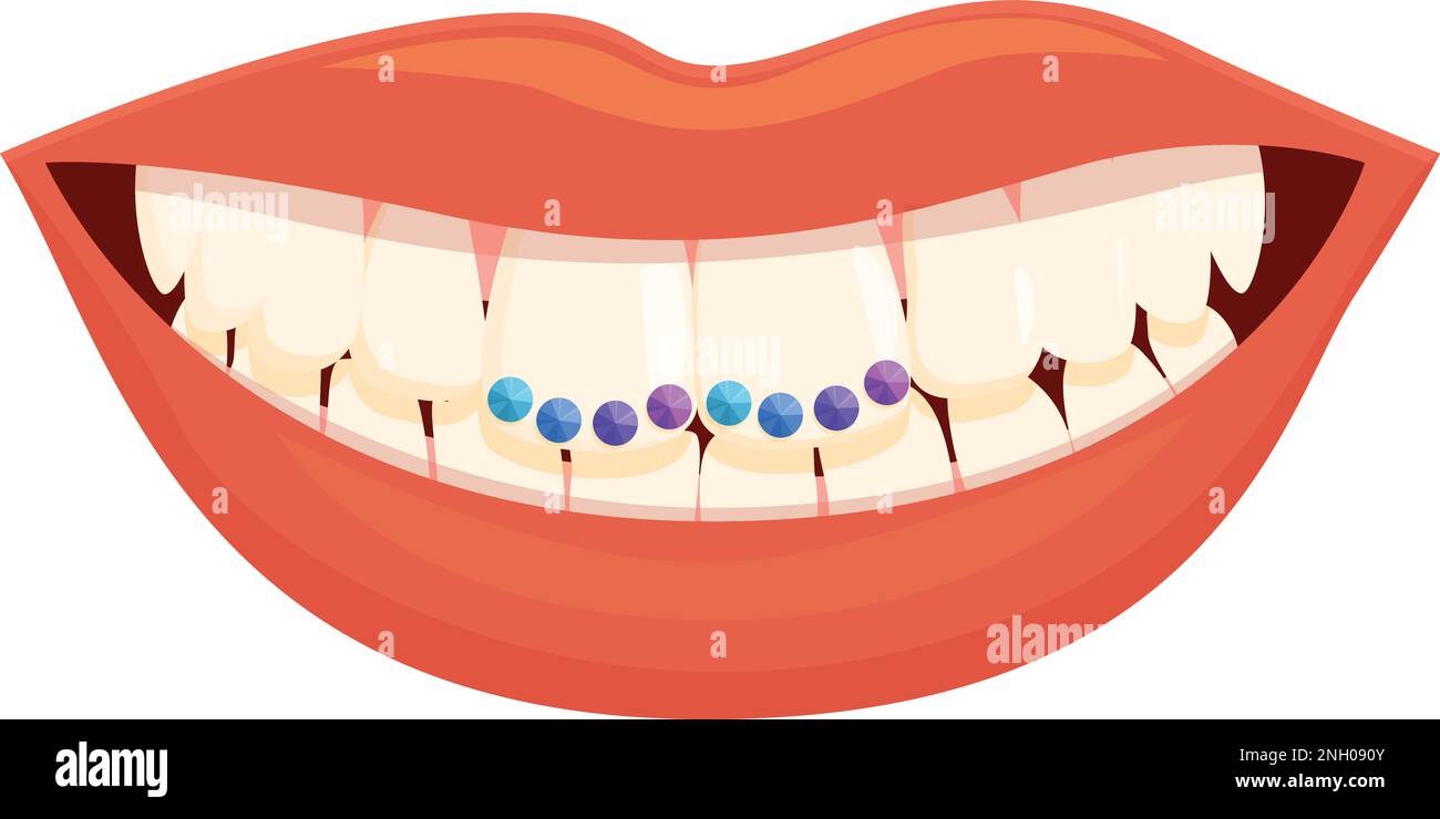 Dental gem icon cartoon vector. Teeth care. Woman mouth Stock Vector