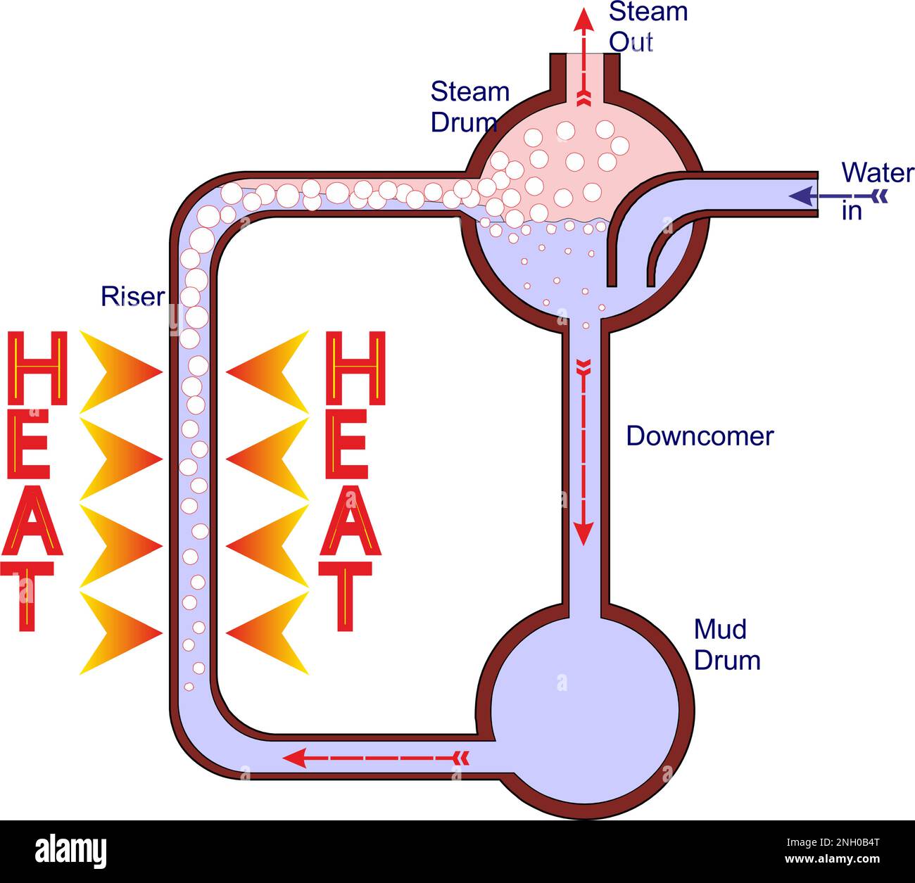 Water Circulation in Steam generator Stock Vector