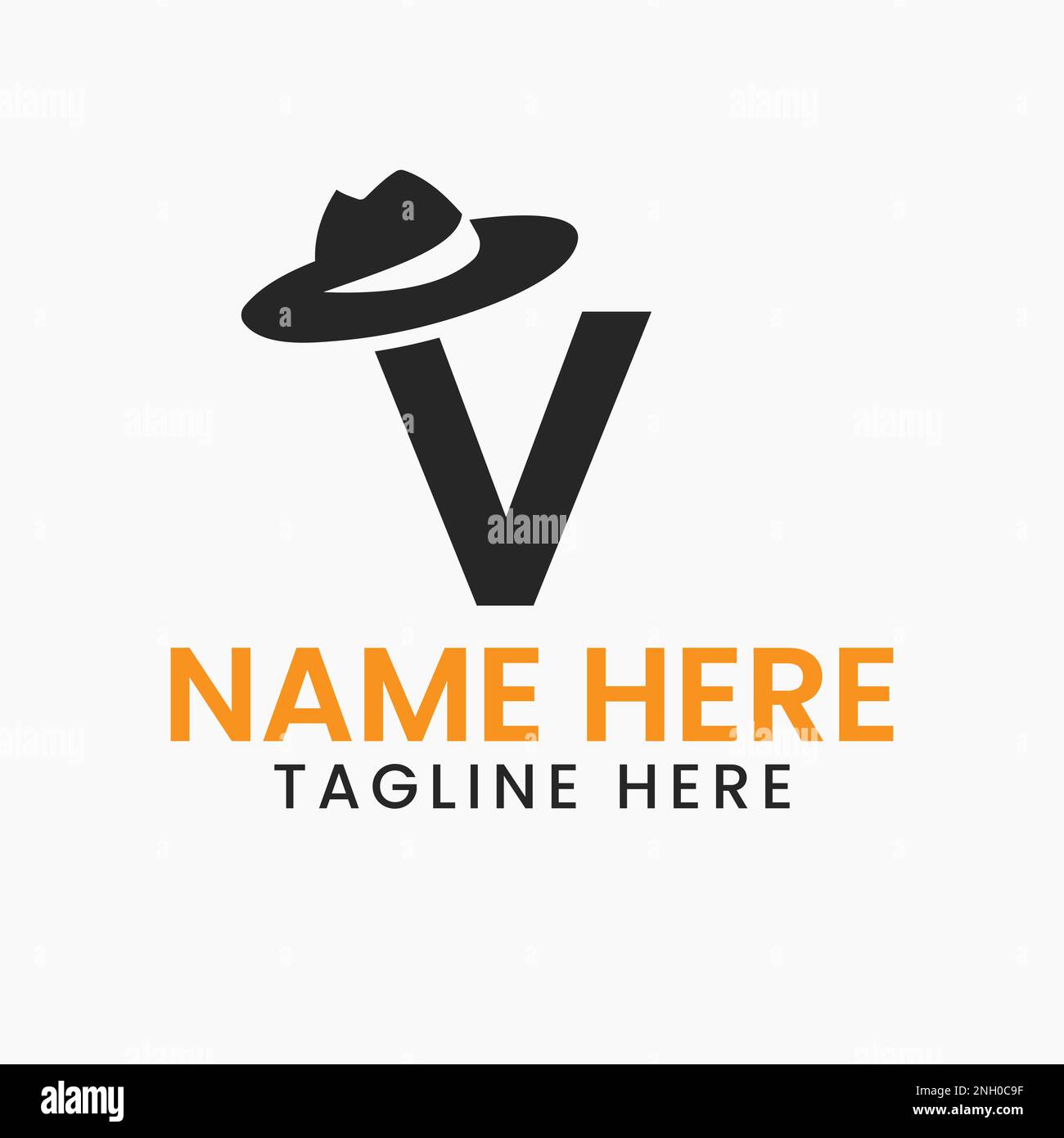 Letter V Gentlemen Hat Logo Design Concept With Cowboy Hat Icon