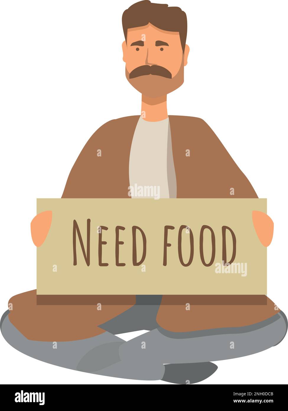 Hunger man icon cartoon vector. Poor people. Crisis money Stock Vector