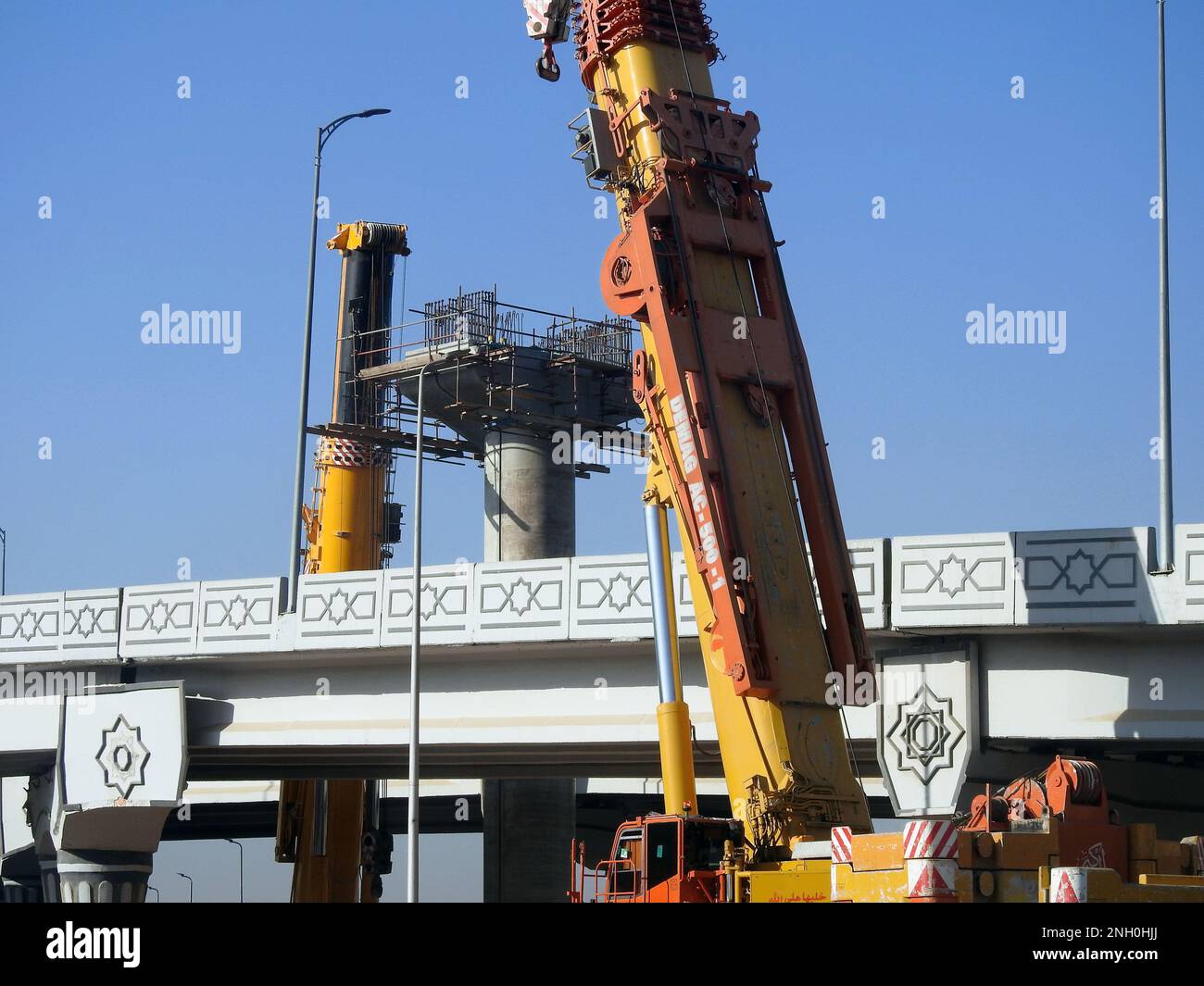 Cairo, Egypt, February 16 2023 Construction site of new Cairo monorail