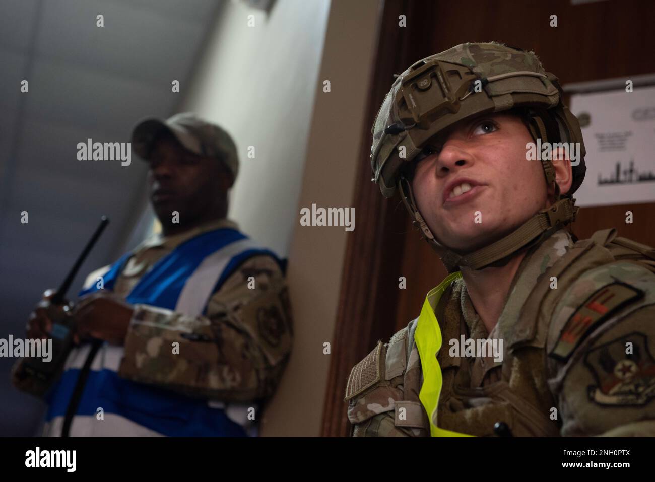 From right, U.S. Air Force Staff Sgt. Jayden Herr, 386th Expeditionary