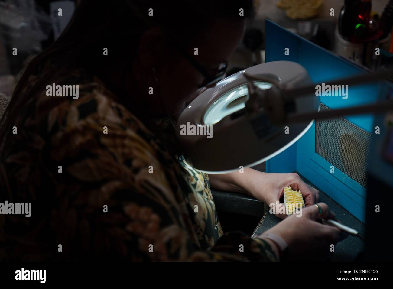 Sponge stamps are crafted during the production of handdecorated