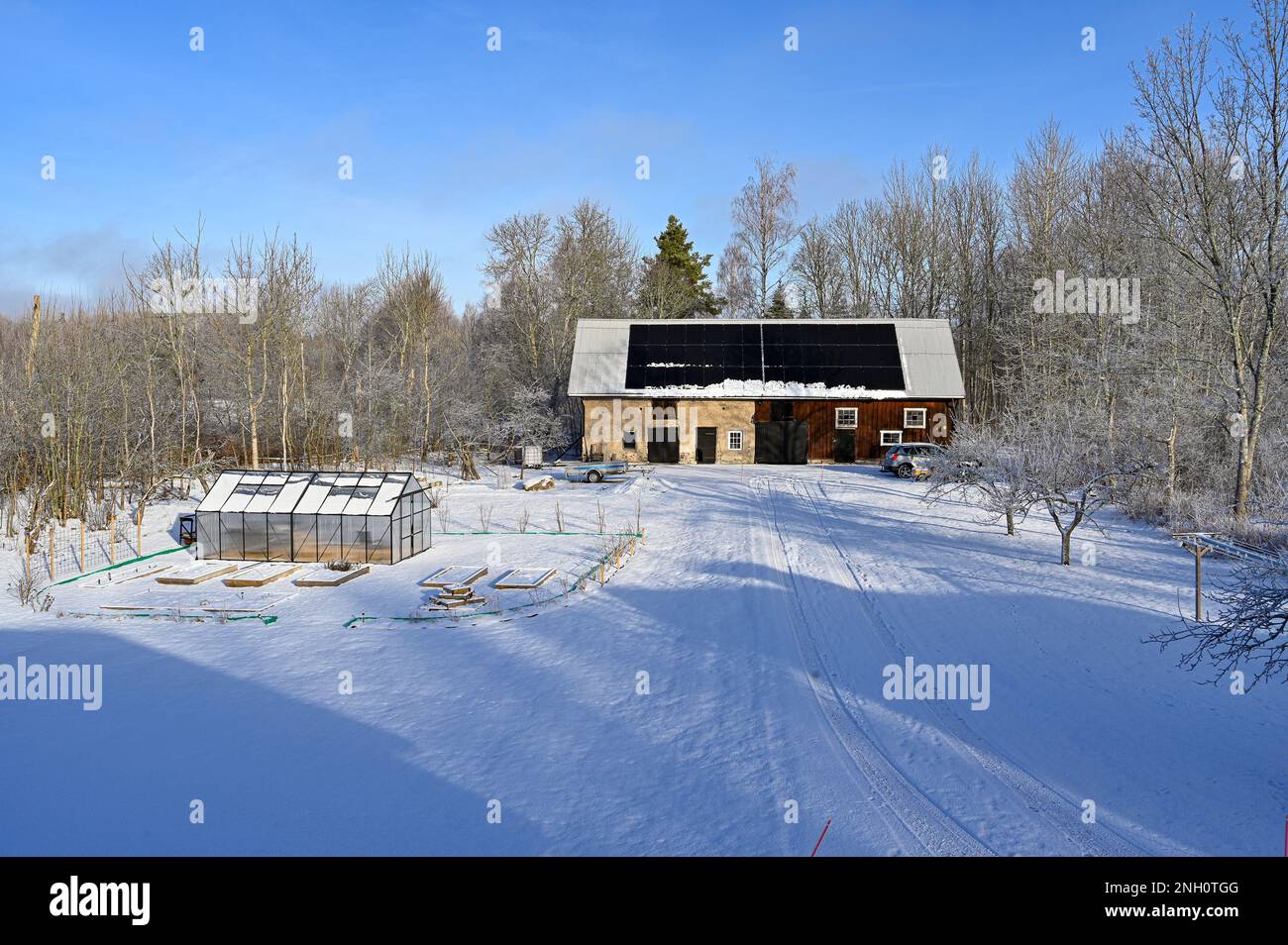 Cold Barn Solar panel on the roof of an old barn hi-res stock photography and ...
