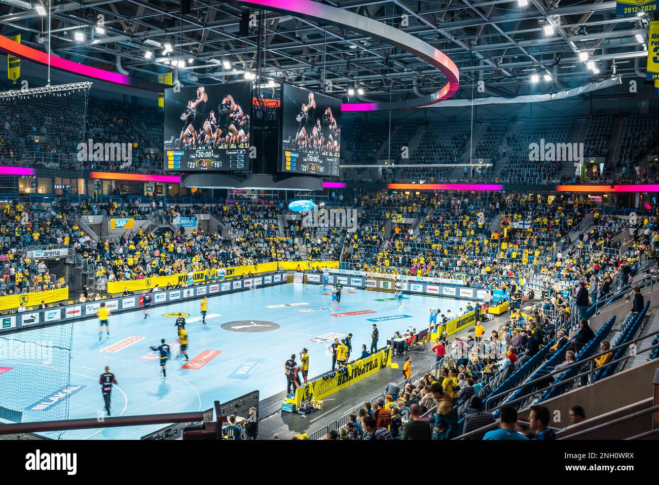 Mannheim, Germany February 19, 2023 Handball match with viewers in