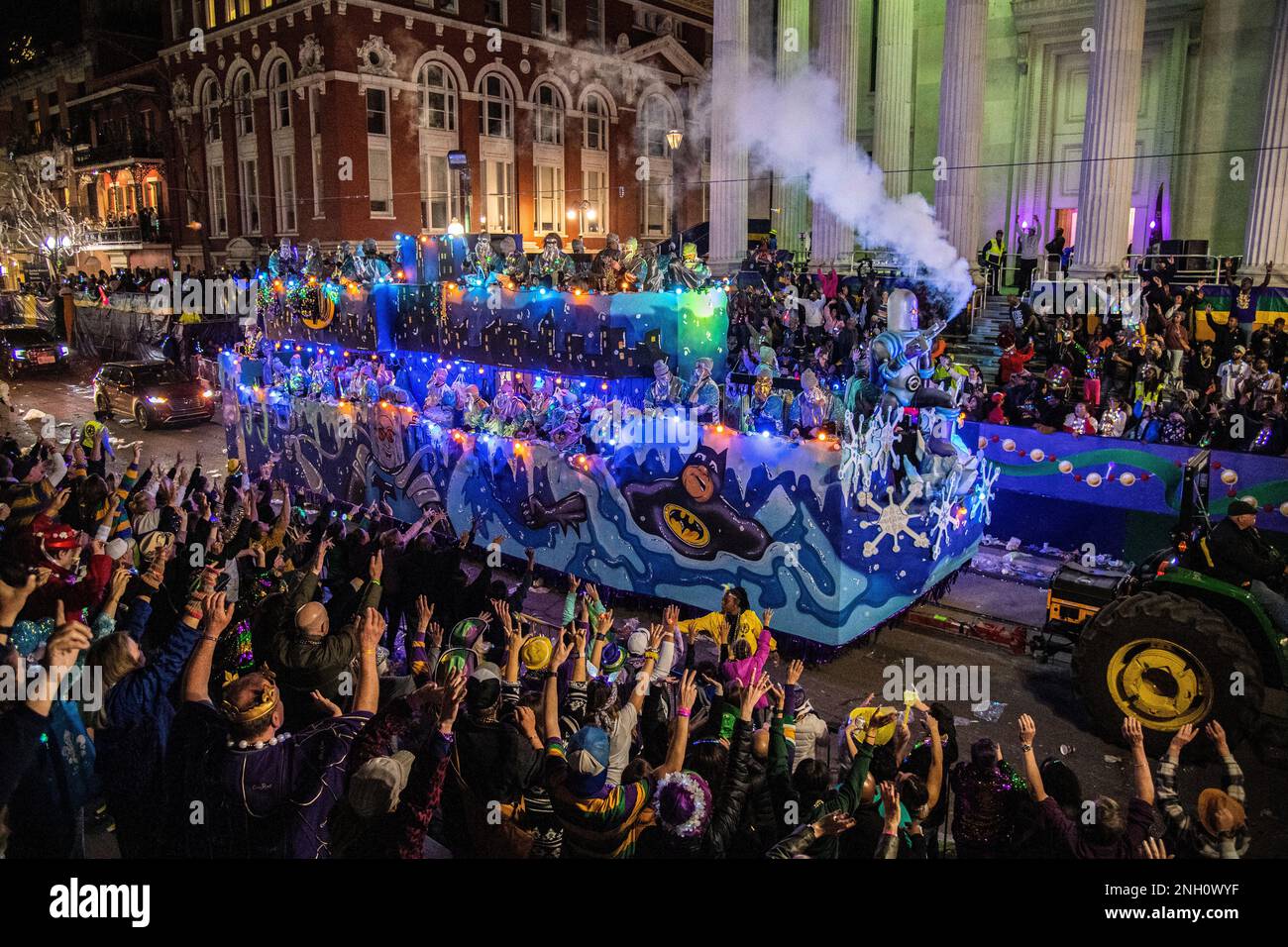 Paradegoers are seen at the Krewe of Bacchus Parade during Mardi Gras