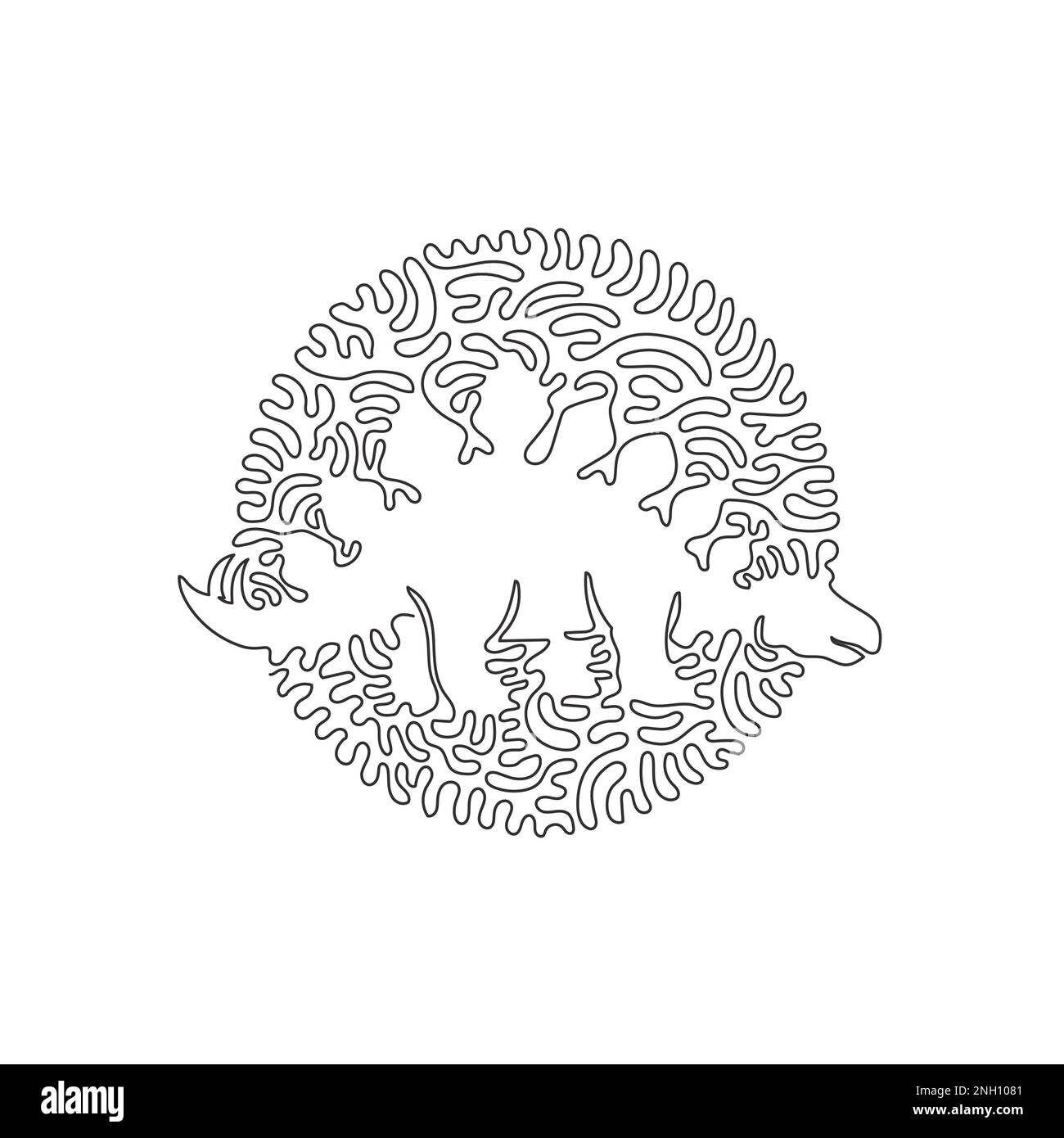 Continuous one line drawing of roof lizard abstract art. Single line editable stroke vector illustration of kite-shaped plate of the back and tail Stock Vector