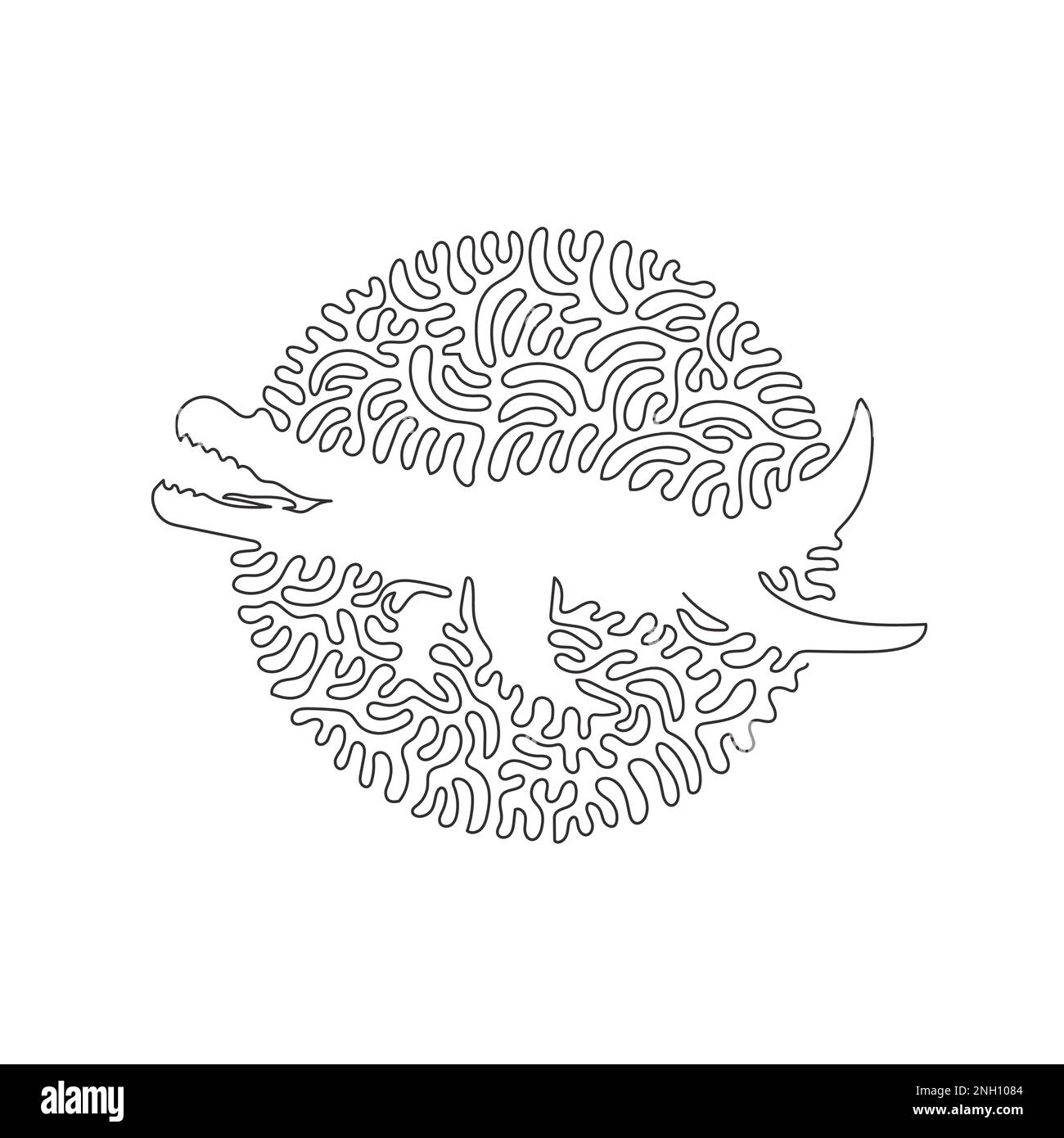 Continuous curve one line drawing of mosasaurs long snout abstract art. Single line editable stroke vector illustration of land sharks of ancient seas Stock Vector