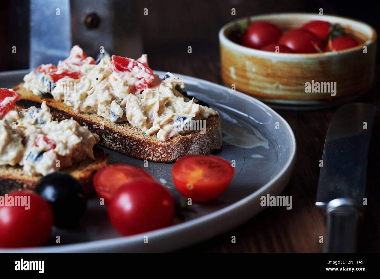 homemade open faced sandwich for brunch Stock Photo - Alamy