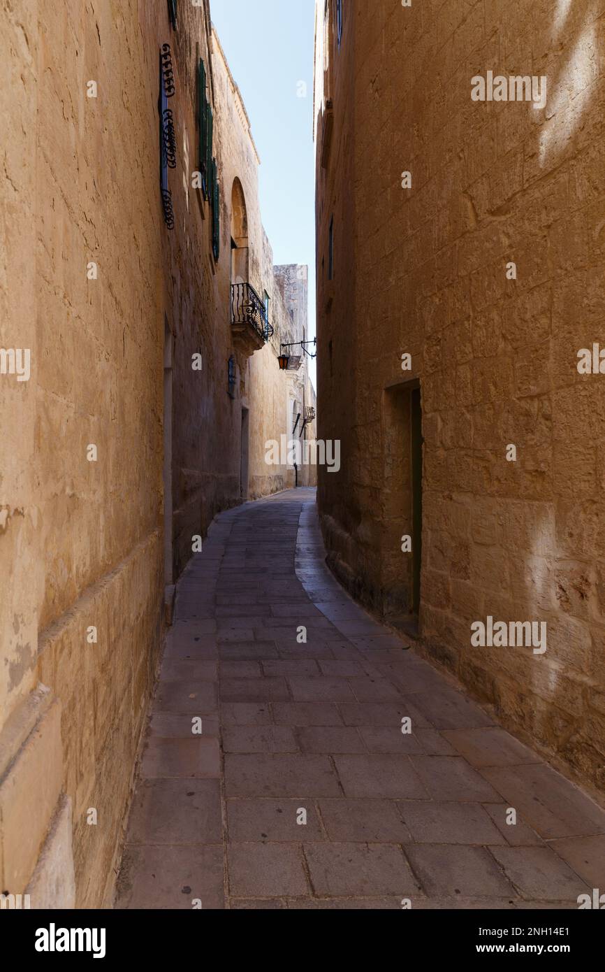 Impressions of the narrow medieval streets of Mdina, Malta in 2017. Stock Photo