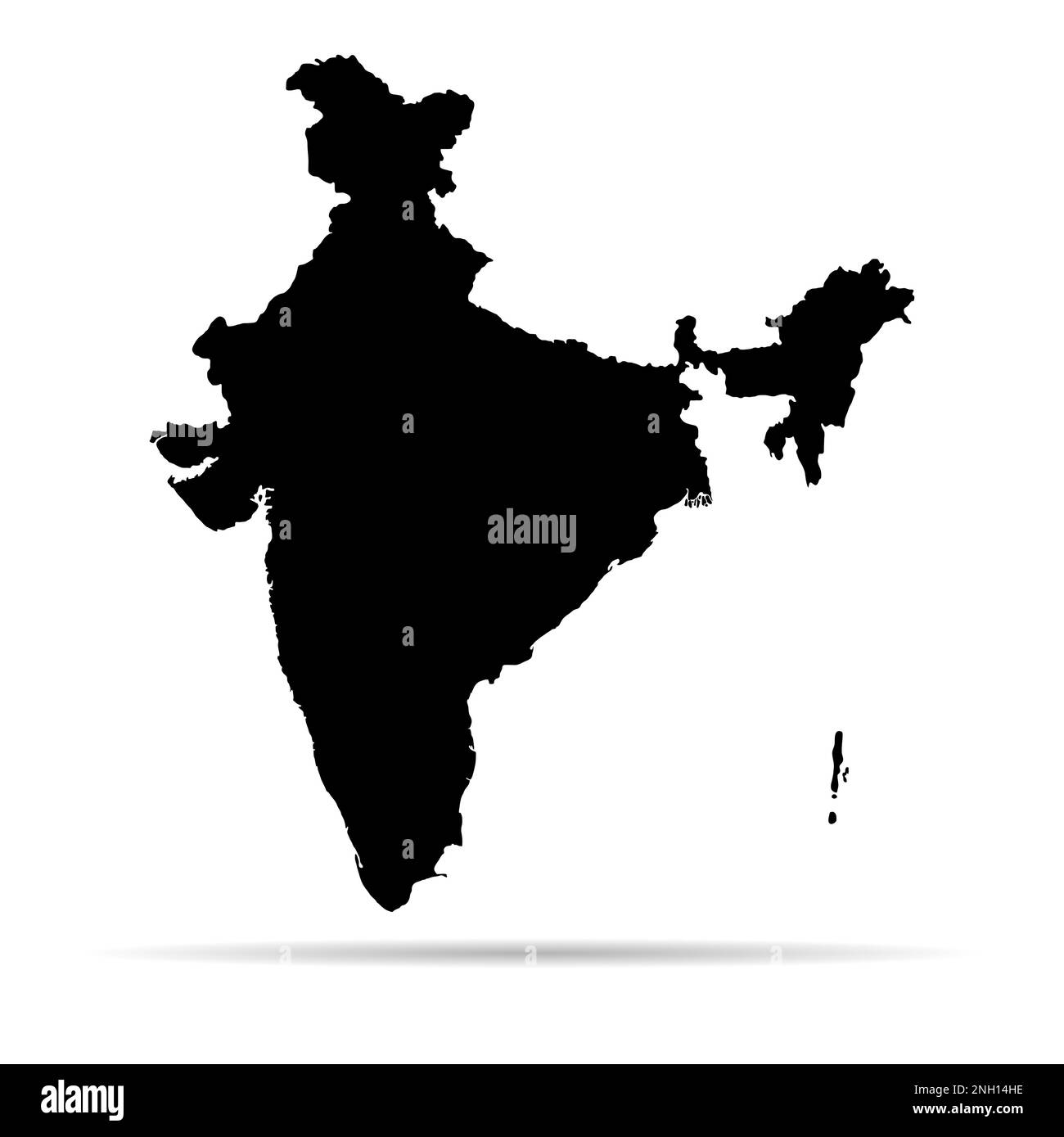 India map graphic with shadow, travel geography icon, nation country