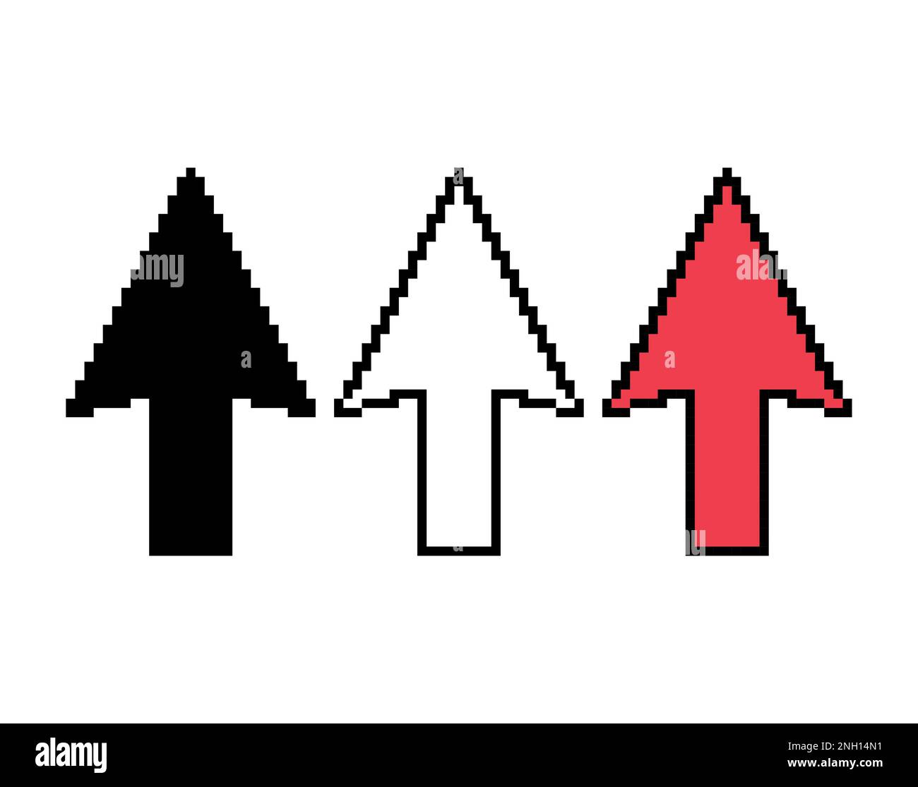 Set of Arrow pixel icon, web cursor click mouse symbol, computer ...