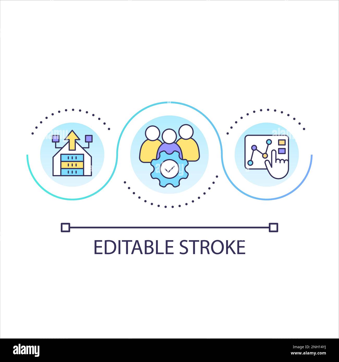 Data analytics and storage for team loop concept icon Stock Vector