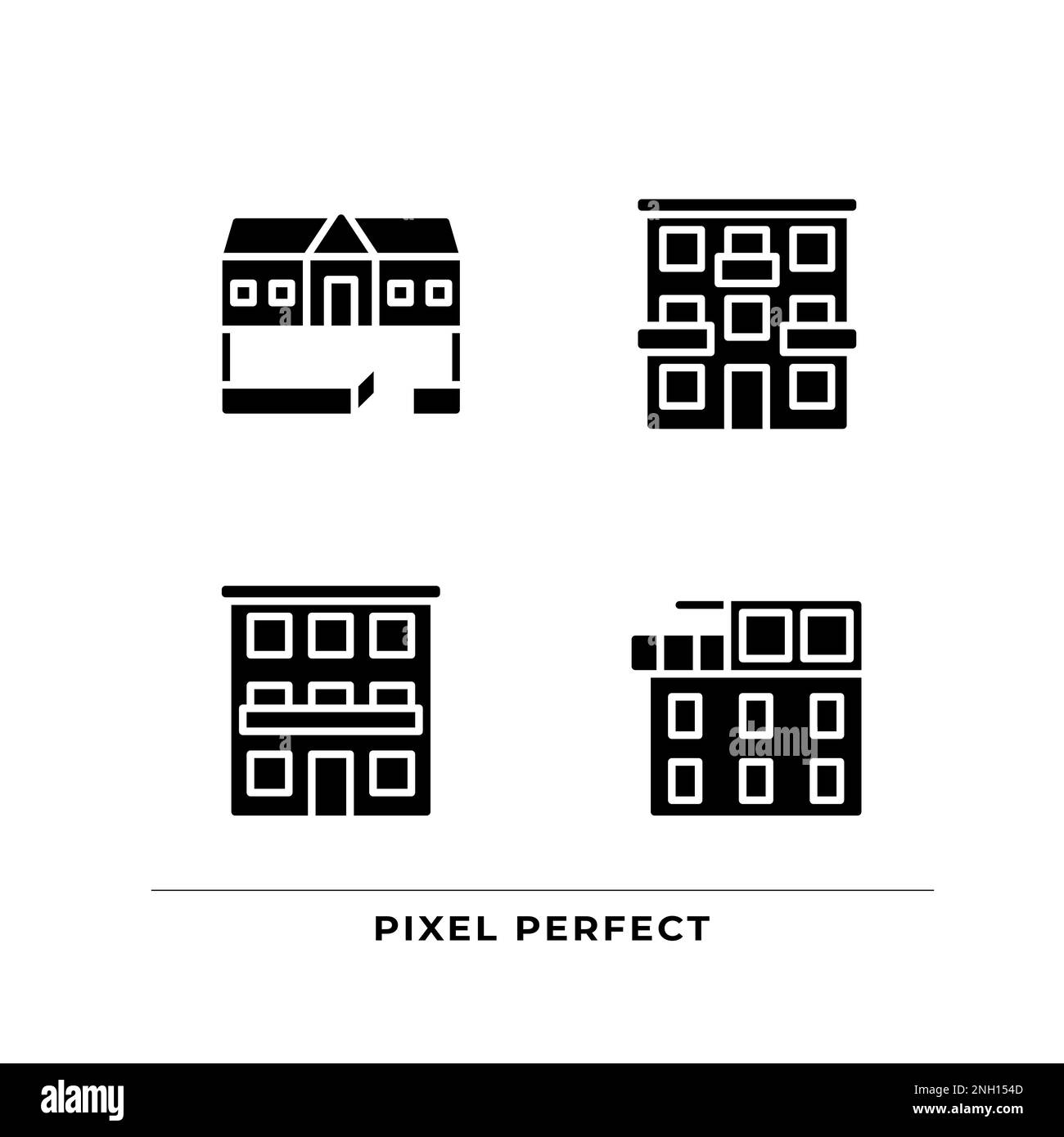 Apartment types black glyph icons set on white space Stock Vector Image ...