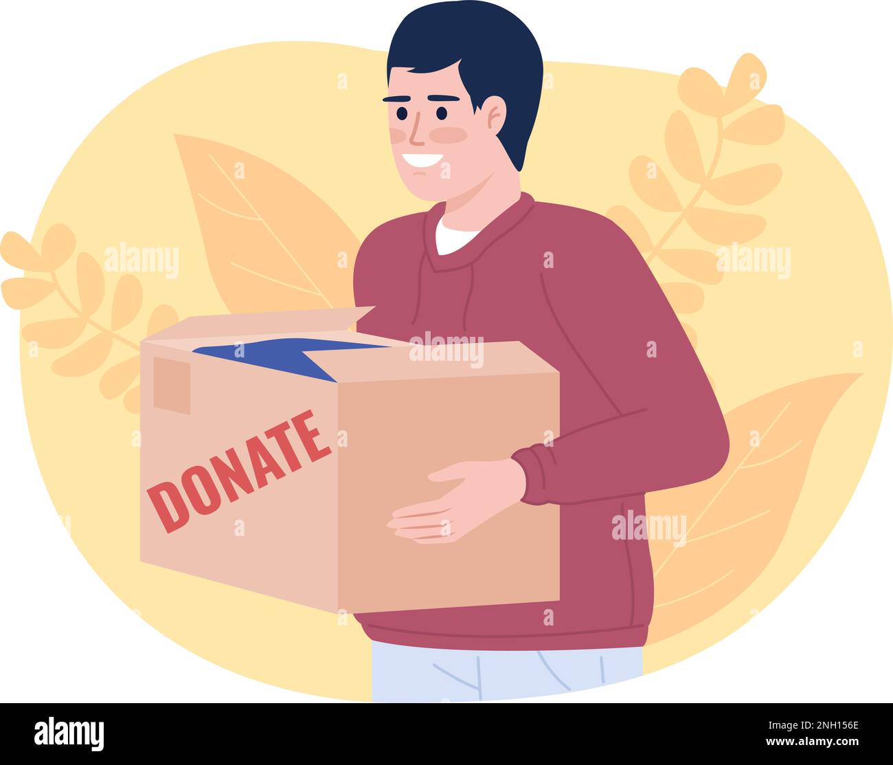 Donating clothes to homeless shelters 2D vector isolated spot
