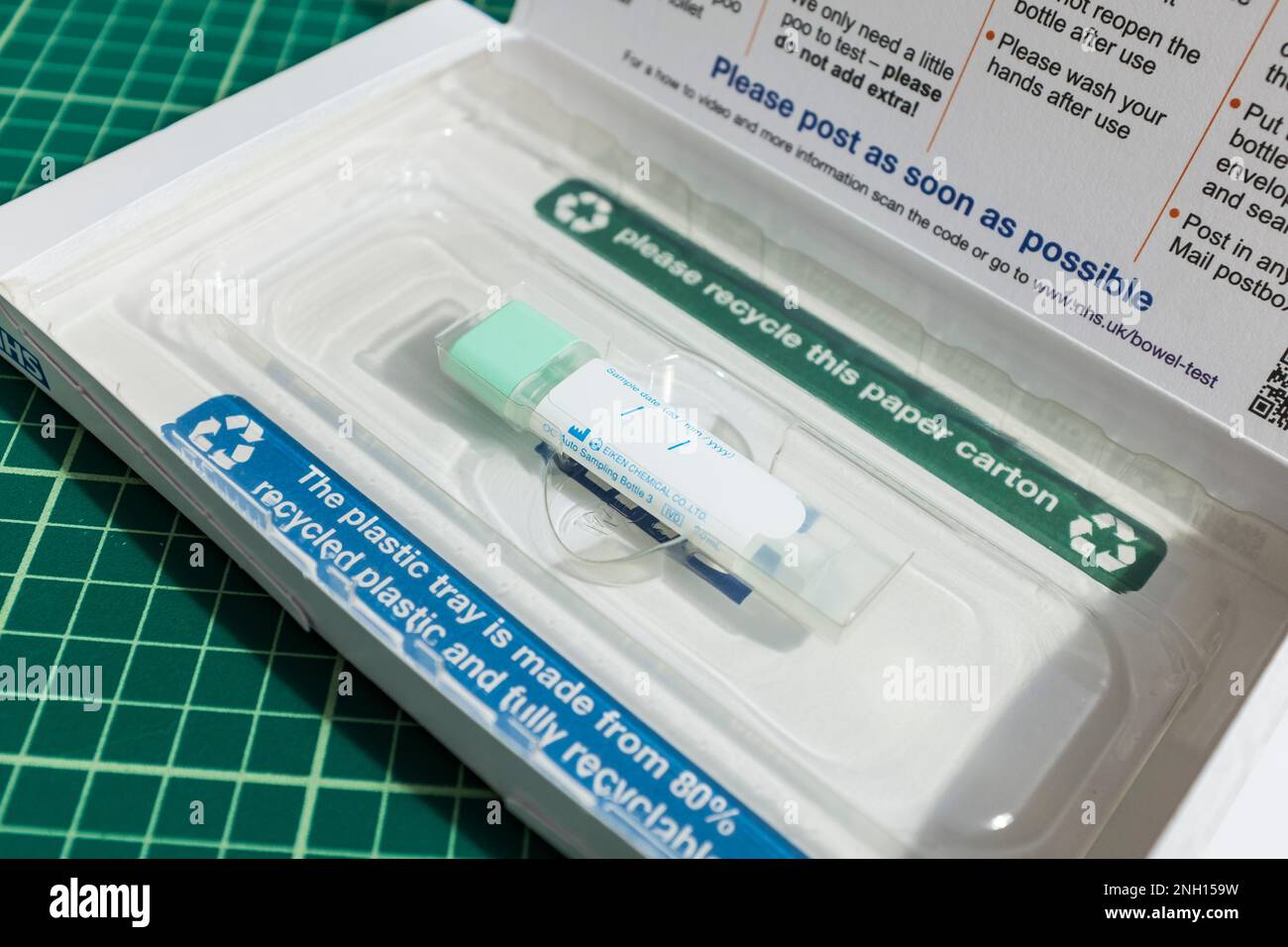NHS bowel cancer test kit.  This is sent to everyone aged between 60 and 74, every two years, UK Stock Photo