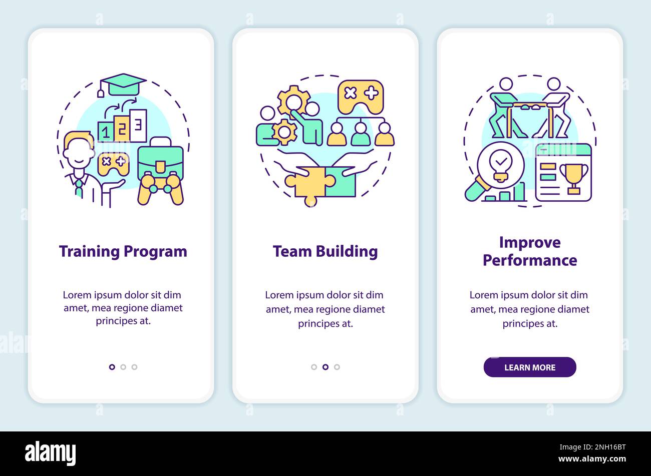 Gamification in workplace onboarding mobile app screen Stock Vector ...
