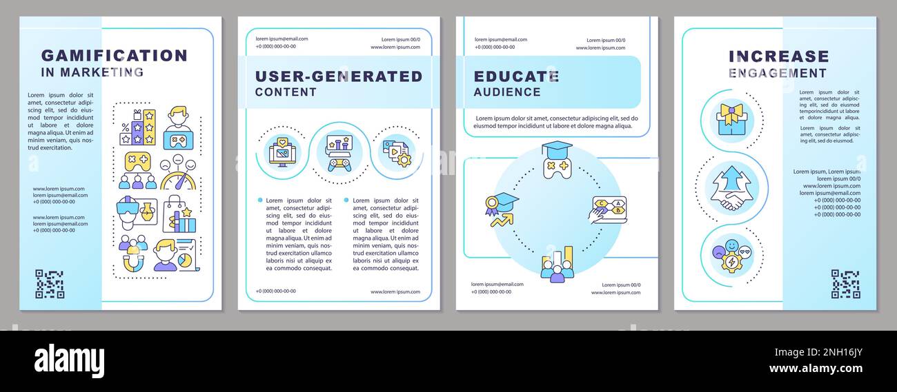 Gamification in marketing blue gradient brochure template Stock Vector