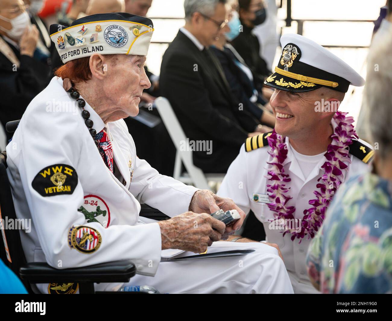 PEARL HARBOR (Dec. 6, 2022) Chaplin, Lt. Cdr. Justin Bernard meets Jack