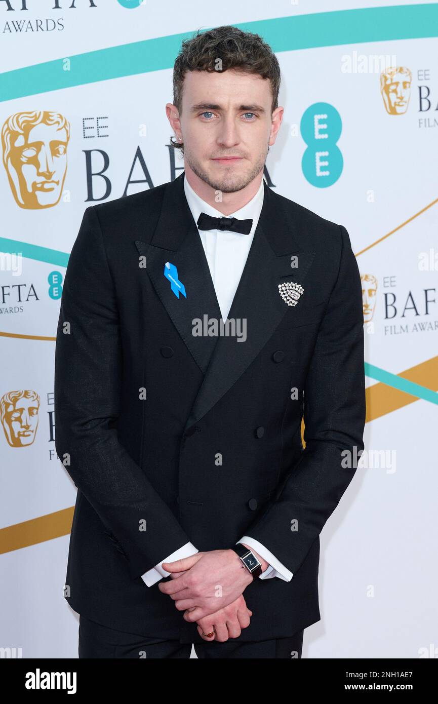 London, UK . 19 February, 2023 . Paul Mescal on the red carpet of the  76th EE BAFTA Film Awards 2023 held at the Royal Festival Hall. Credit:  Alan D Stock Photo