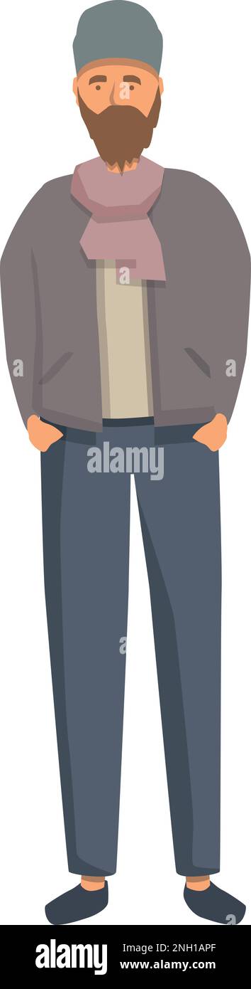 Refugee homeless icon cartoon vector. Sad person. Charity hunger Stock Vector