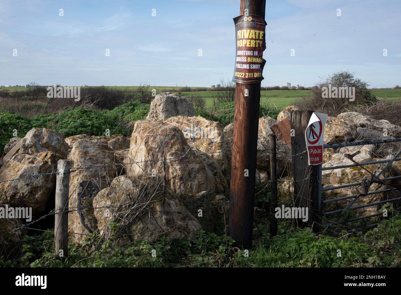 Heaps of brickwork and rubble from former buildings near Joyce Green
