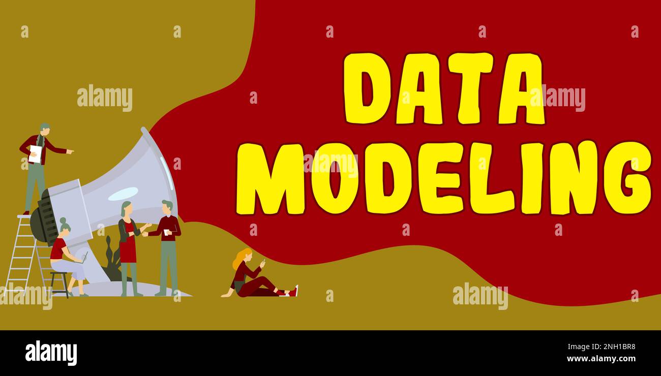 Writing displaying text Data Modeling, Word for process of transferring data between data storage systems Stock Photo