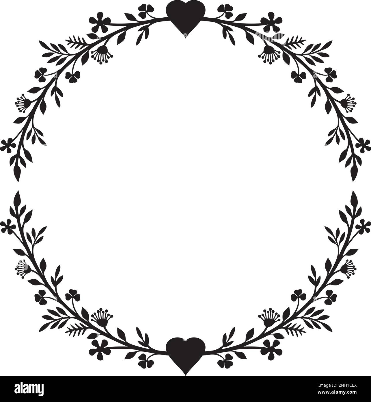 Floral wreath with heart (flower circle). Vector illustration Stock ...