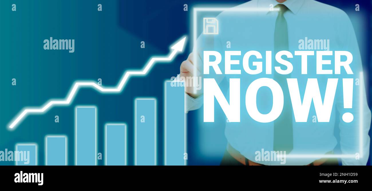 Inspiration showing sign Register Now, Word for Name in an Official ...