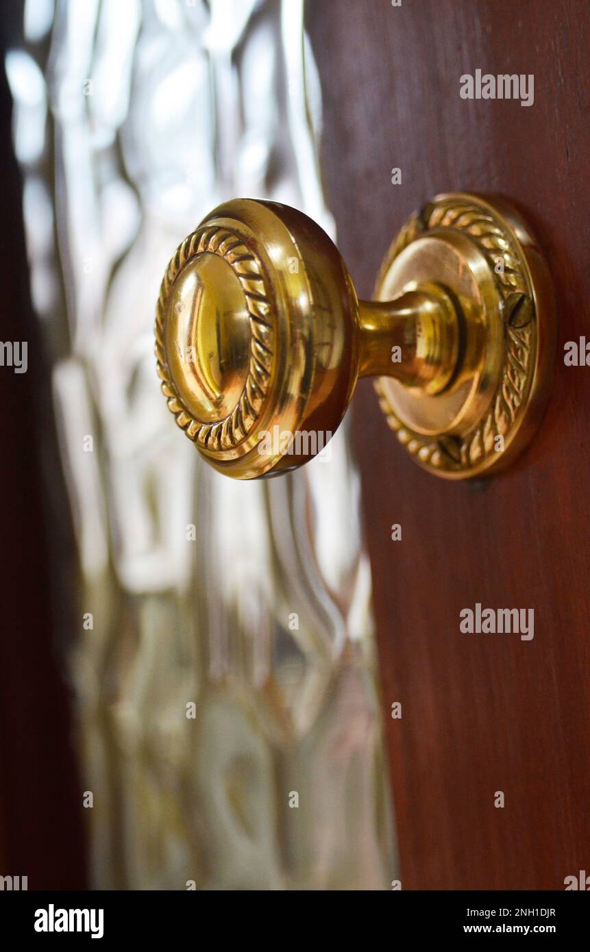 shiny brass interior door knob Stock Photo