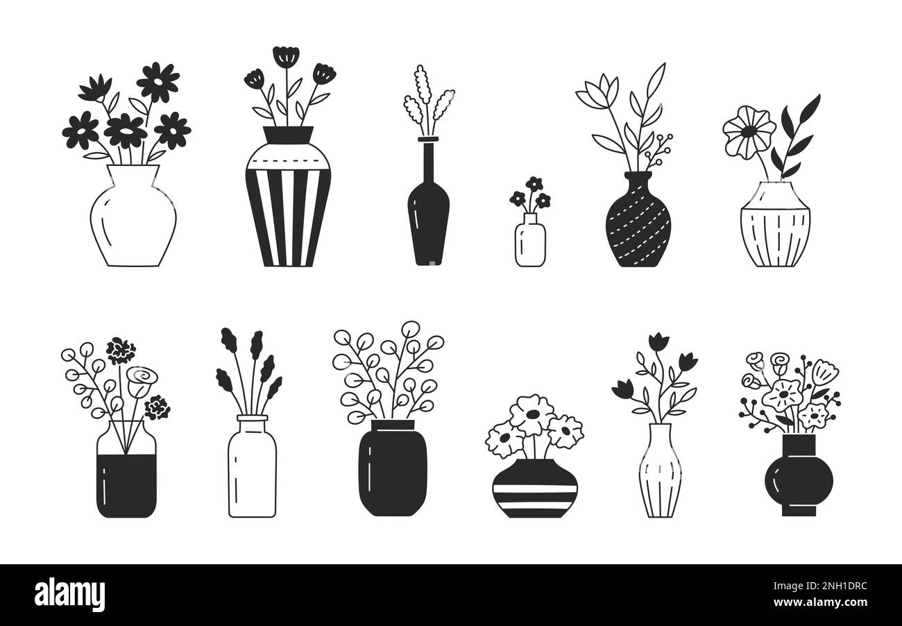 Line Drawing Flower Vase