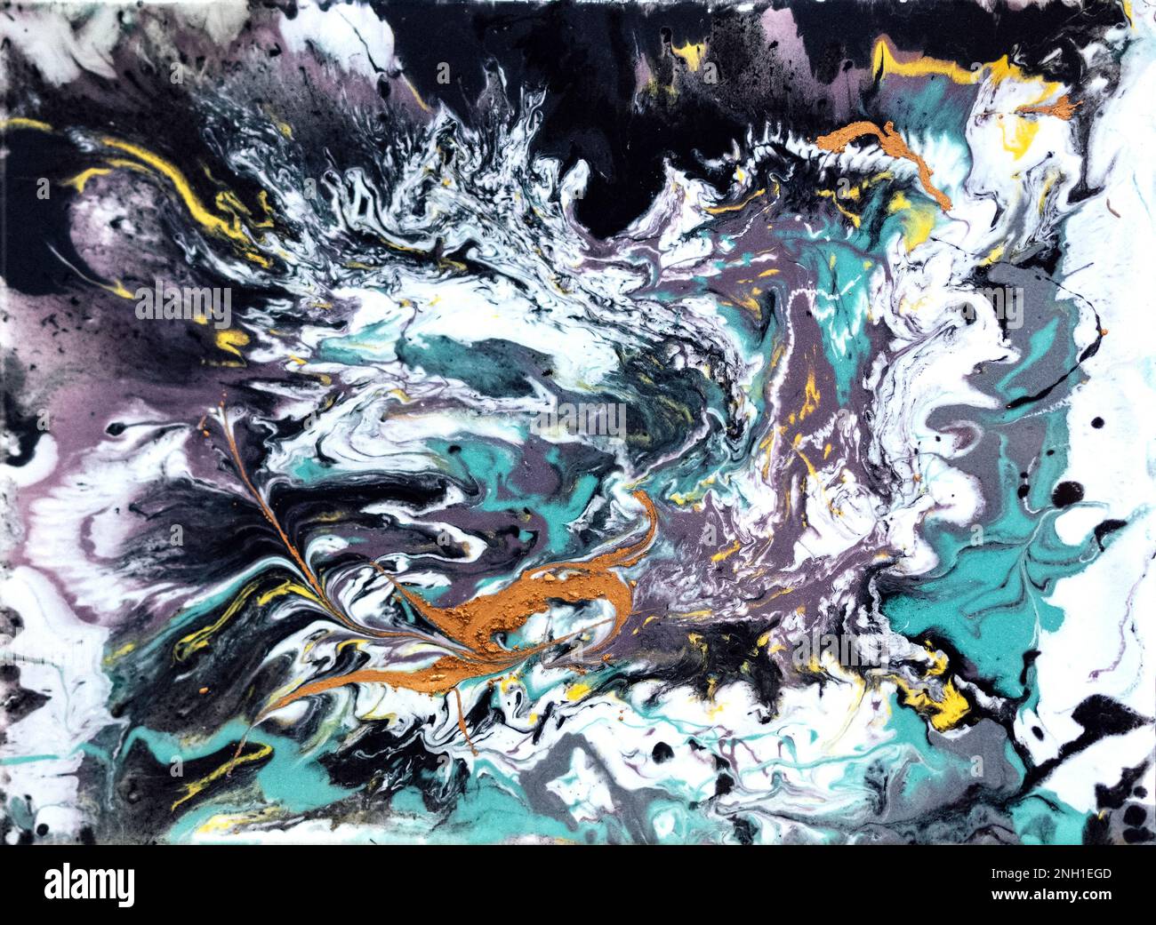 Abstract painting is made in the technique of painting with liquid