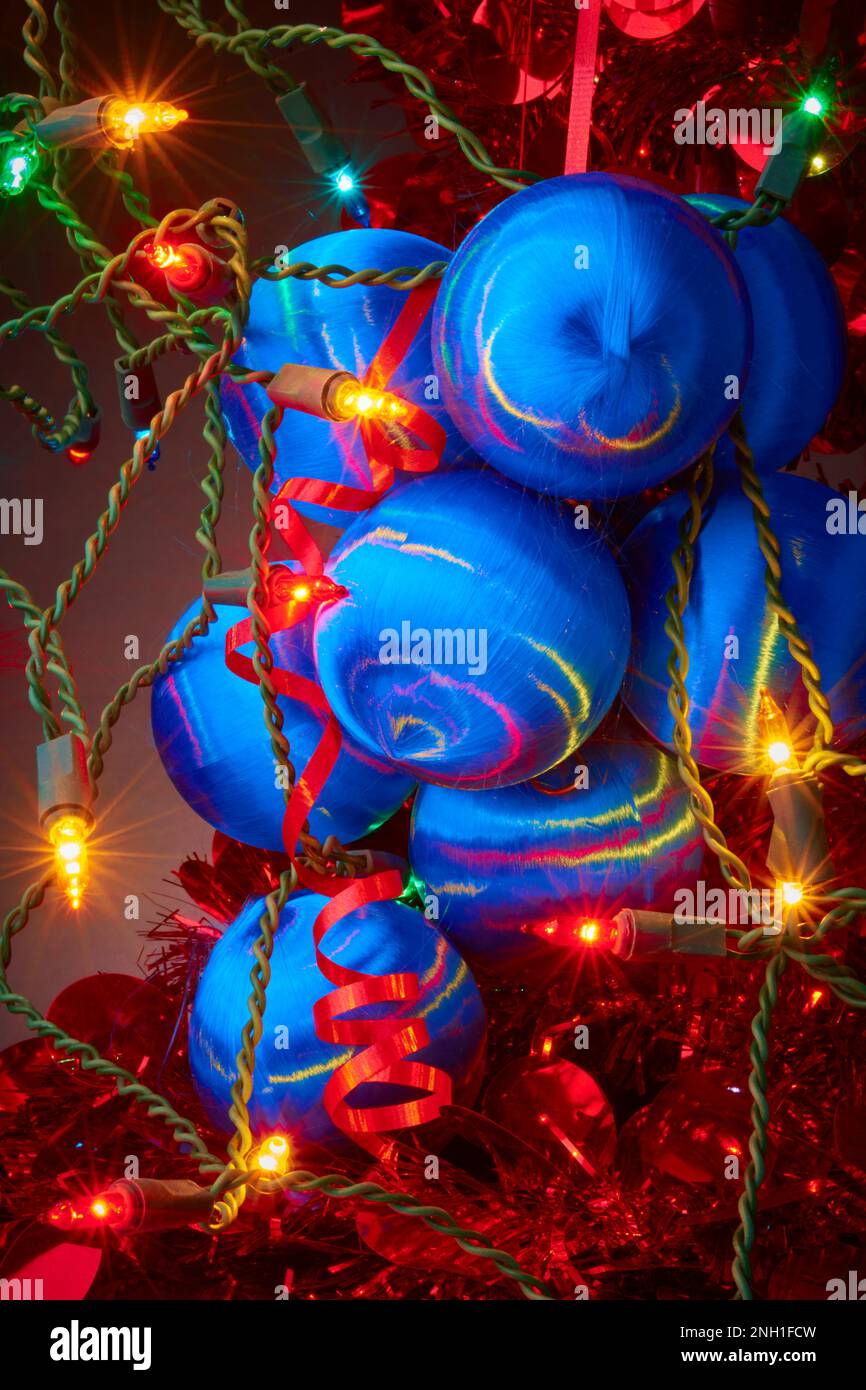 A few blue Christmas ornaments Stock Photo
