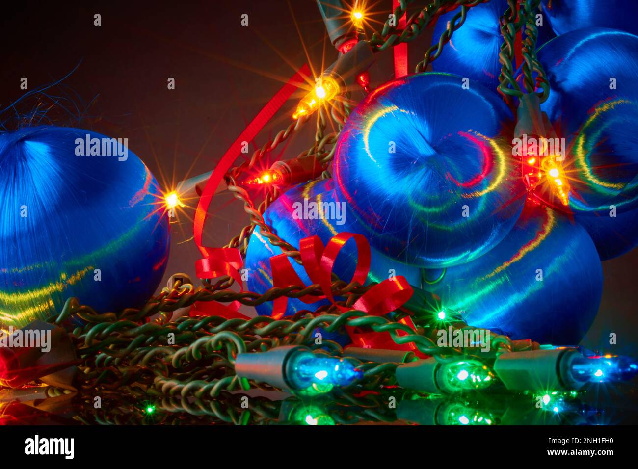 A few blue Christmas ornaments Stock Photo