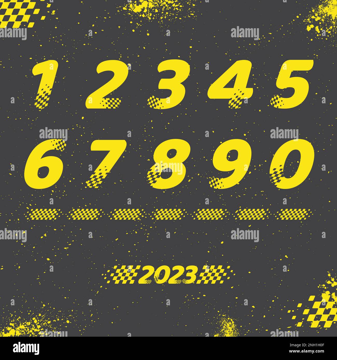 Race checkered flag numbers yellow Stock Vector Image & Art Alamy