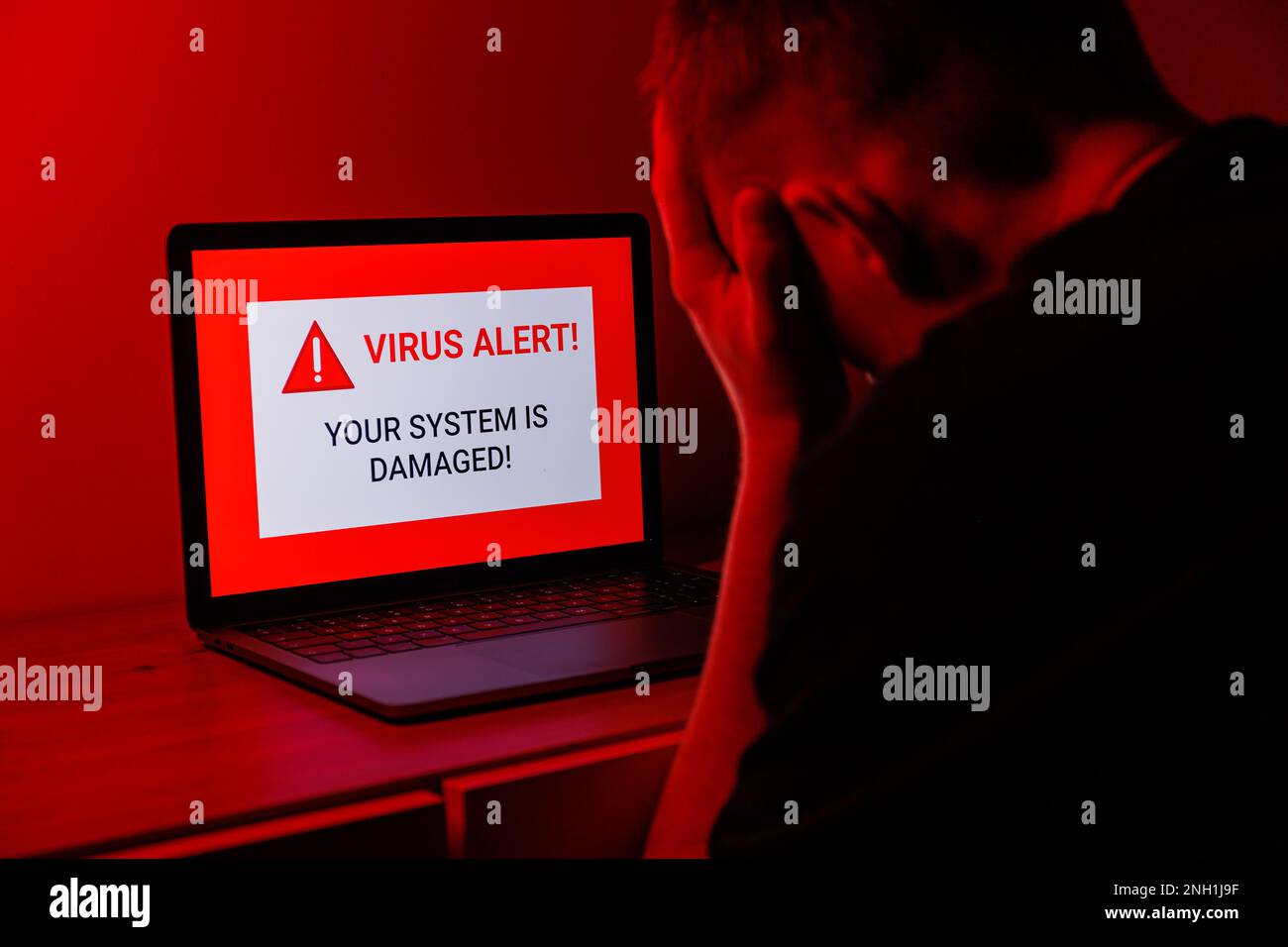 Hacker attack on Computer. Warning text on PC You have been hacked Stock Photo