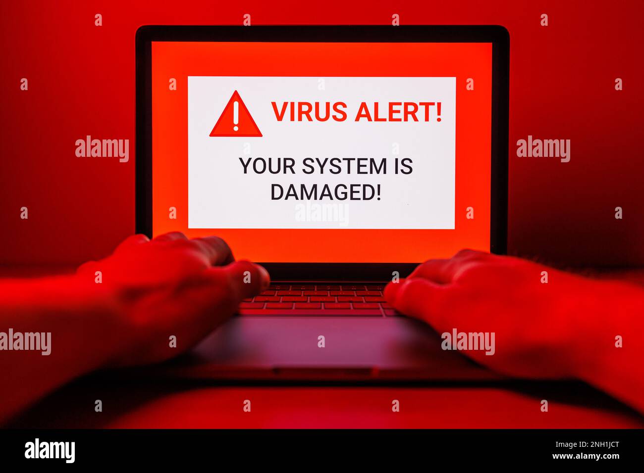 Hacker attack on Computer. Warning text on PC You have been hacked Stock Photo