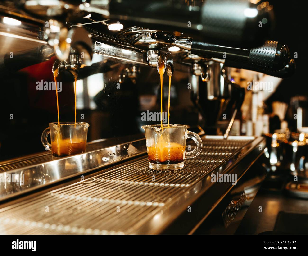 Coffee shop espresso machine close up Stock Photo