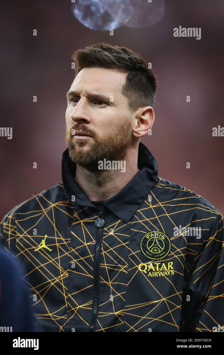 Lionel Messi looks on prior the Riyadh All-Star XI vs Paris Saint-Germain FC at King Fahd Stadium on January 19, 2023 in Riyadh, Saudi Arabia. Photo by Stringer/ Power Sport Images Stock Photo